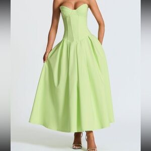 Chic Strapless Lime Green Dress
